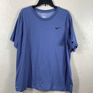 Nike Men's Tee T-Shirt Blue Size XXL Dri Fit Pullover Stretchy Short Sleeve